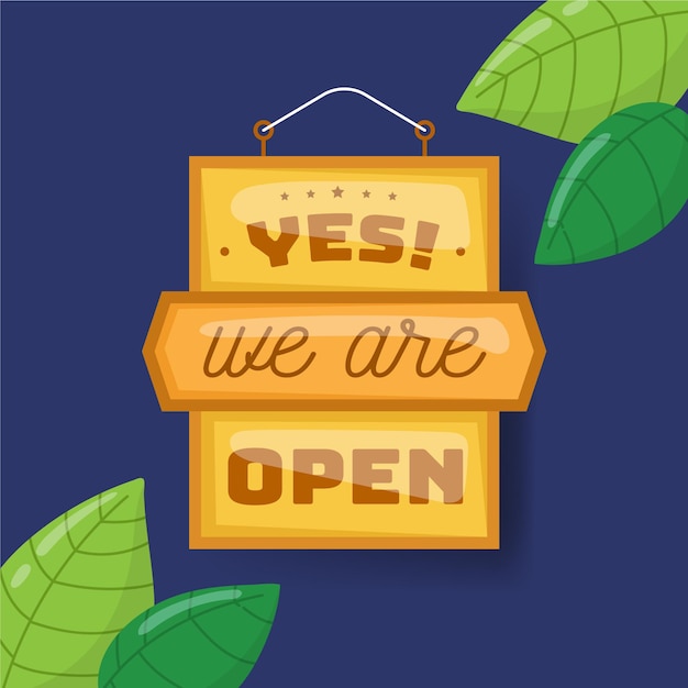 Free vector we are open sign concept