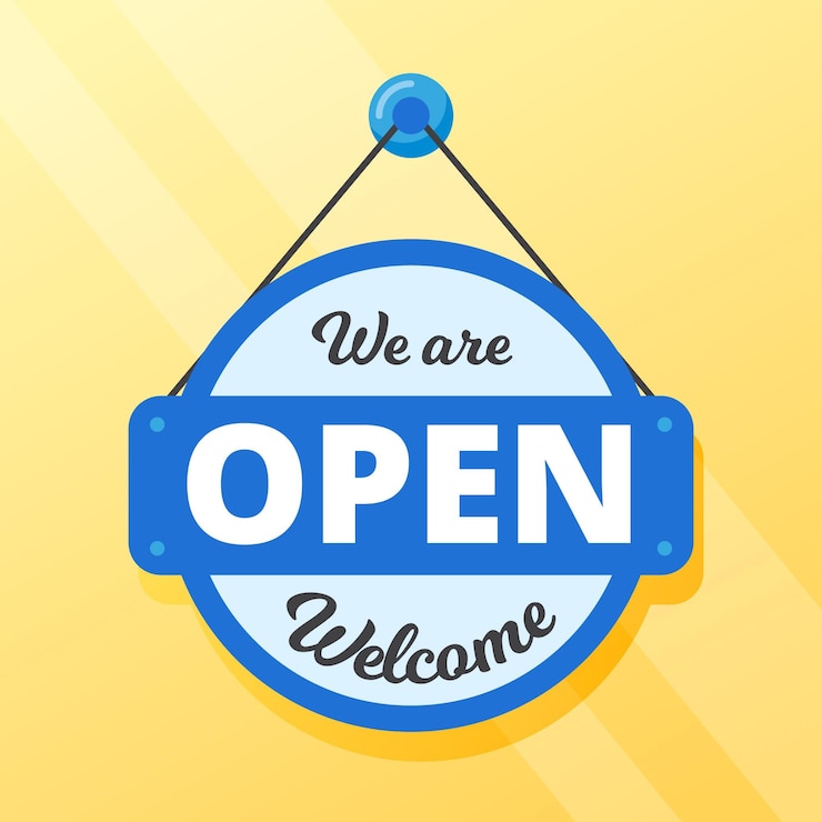 Free Vector we are open sign concept