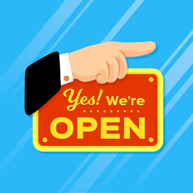 Free vector we are open sign concept