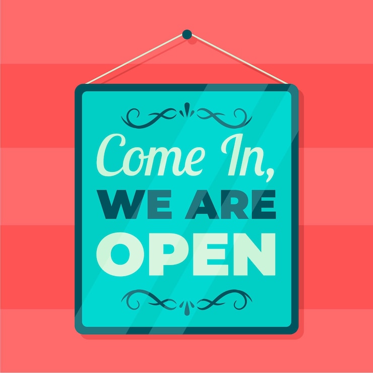 Free Vector we are open sign design