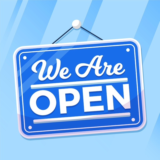 Free vector we are open sign on the window