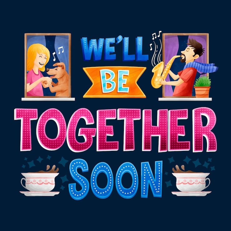 मुफ़्त वेक्टर we'll be together soon lettering