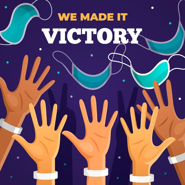 Free vector we made it victory on coronavirus lettering