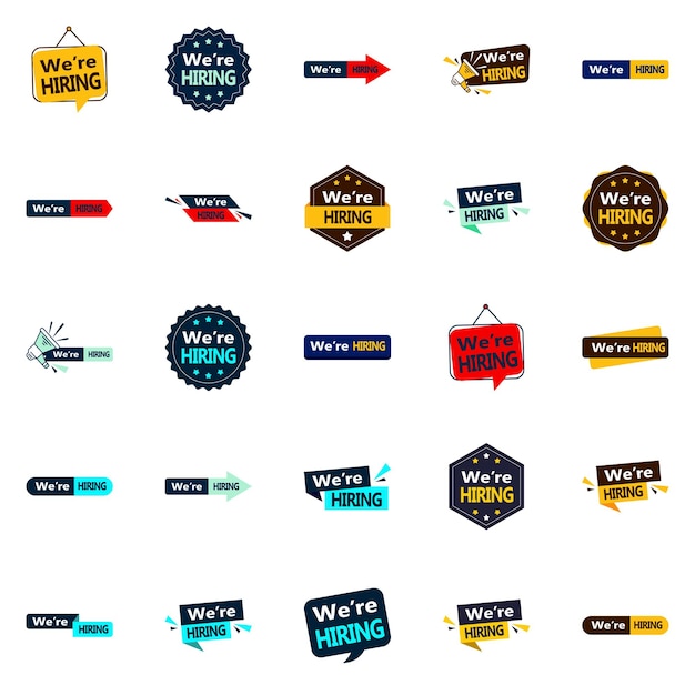 Free vector we're hiring 25 attention grabbing vector images for recruitment