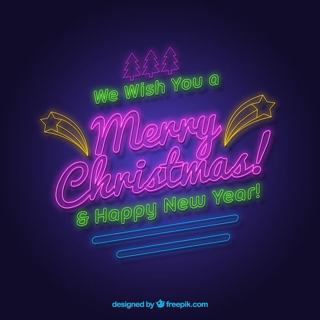 Vi auguriamo un buon natale e un felice anno nuovo scritto al neon