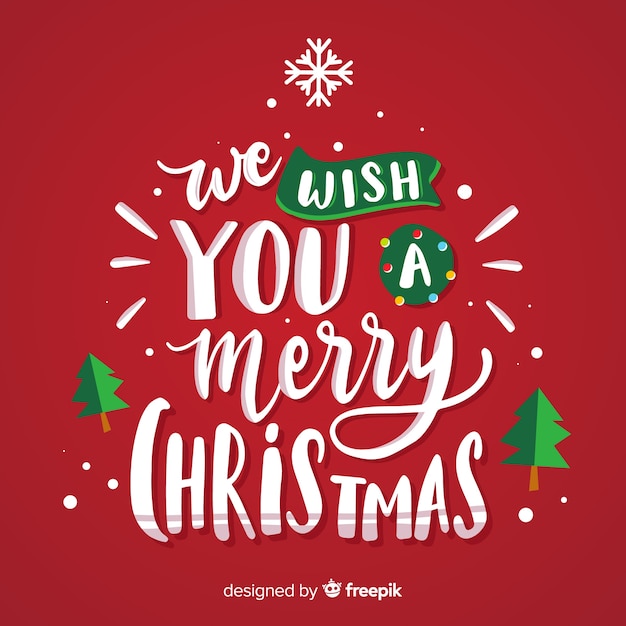 Free vector we wish you a merry christmas lettering