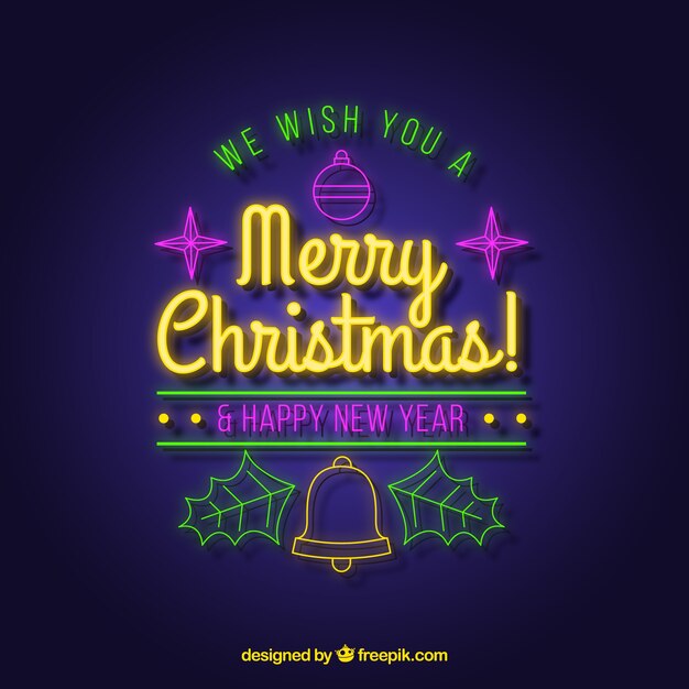 We wish you a merry christmas written in neon