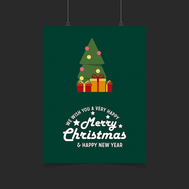 Free vector we wish you a very happy merry christmas and happy new year gift box background