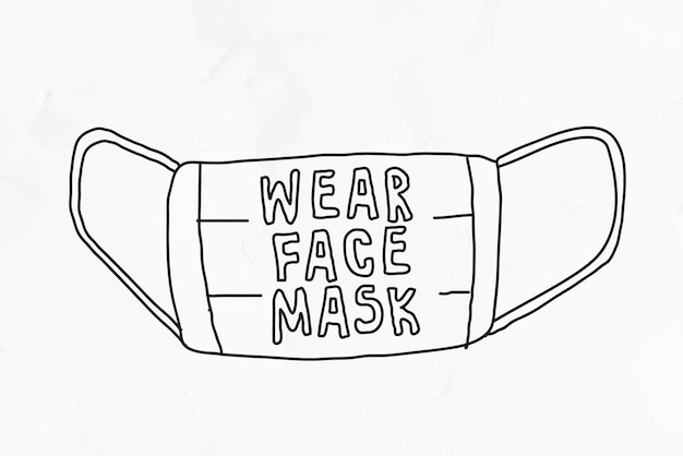 無料ベクター 新しい通常の落書きイラストでフェイス マスク ベクトルを着用します。