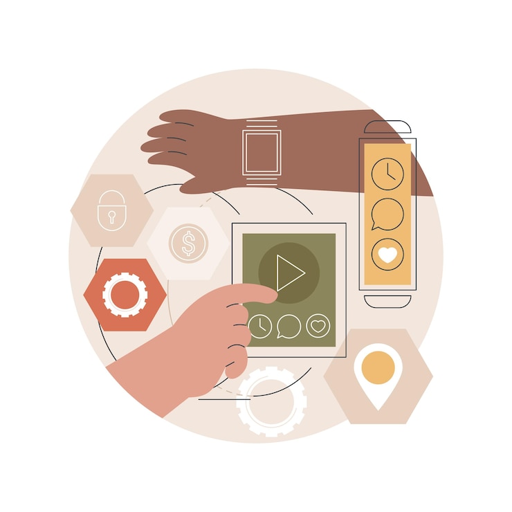 Free Vector wearable mobile app development illustration