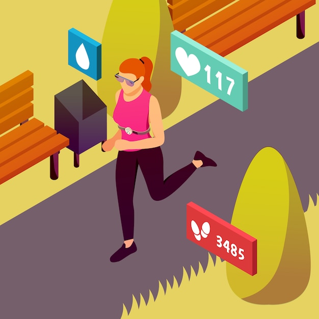 Free vector wearable sport devices isometric