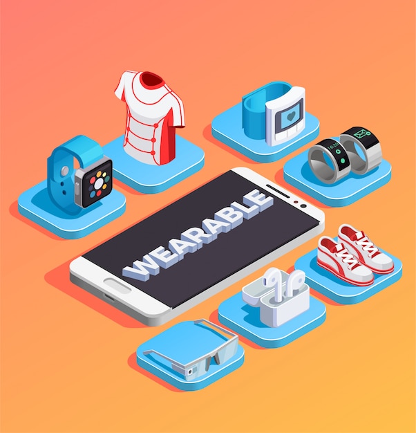 Free vector wearable technology isometric composition