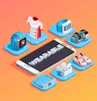 Free vector wearable technology isometric composition