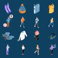 Free vector wearable technology and smart clothes isometric set