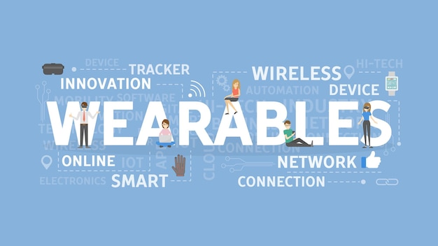 Wearables concept illustration Idea of wireless network and devices