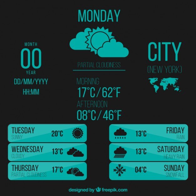 Free Vector weather forecast in blue color