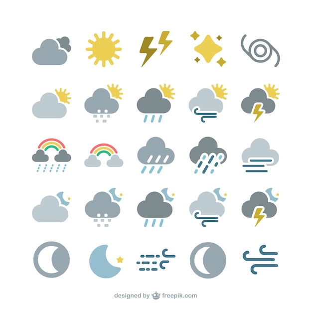 Weather forecast icons Premium Vector