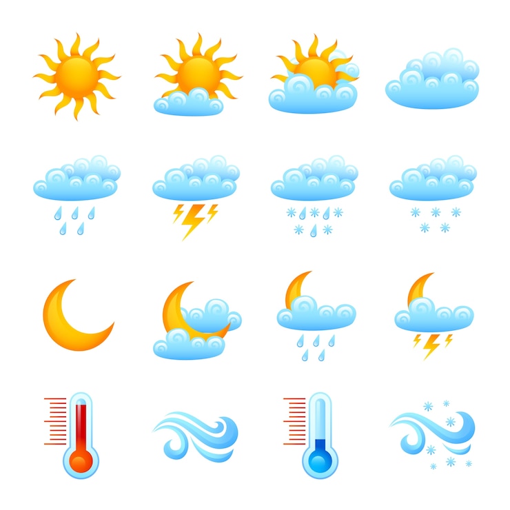 मुफ़्त वेक्टर weather icon set