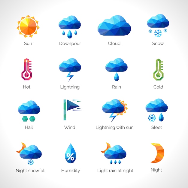 Free vector weather polygonal icons