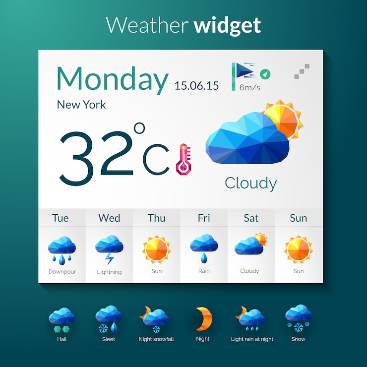 Free Vector weather polygonal widget