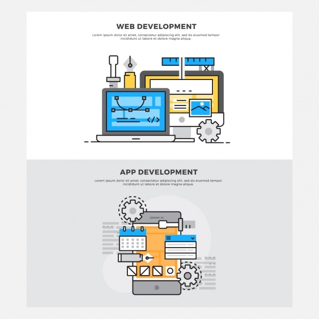 Free vector web and app development designs