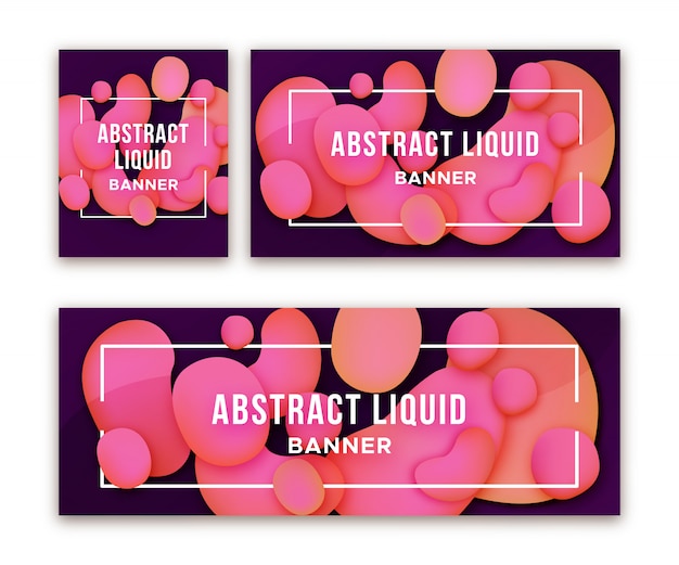 Web banners with abstract liquid shapes