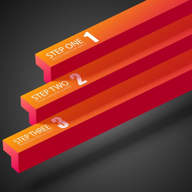 주황색 직선 막대와 어둠의 세 단계가있는 웹 비즈니스 인포 그래픽