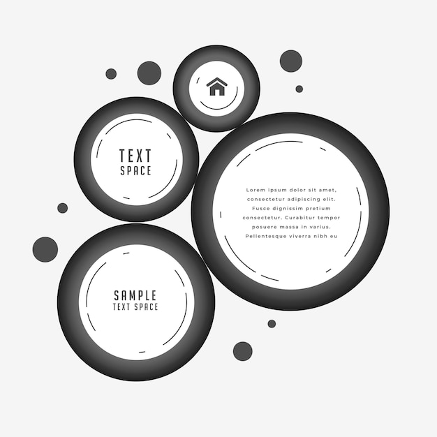 Free vector web business template with black circular layout and text space