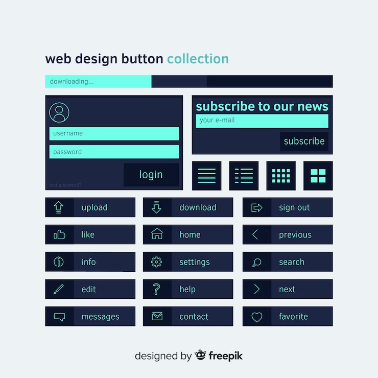 Free Vector web button collection in flat design