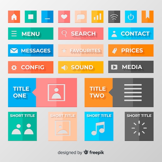 web button collection in flat design
