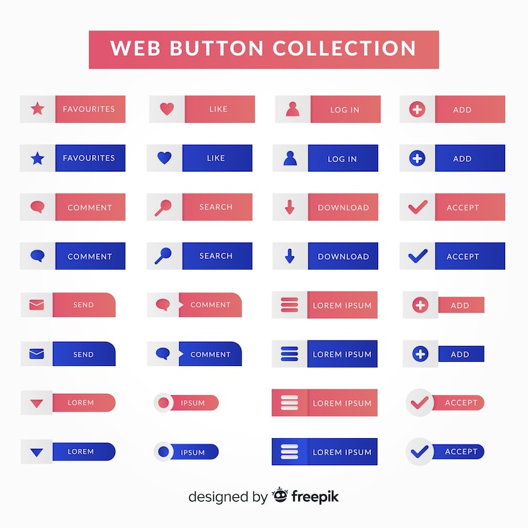 Free Vector web button collection in flat style