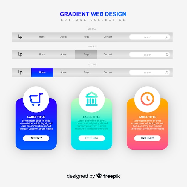 Коллекция веб-кнопок в стиле градиента