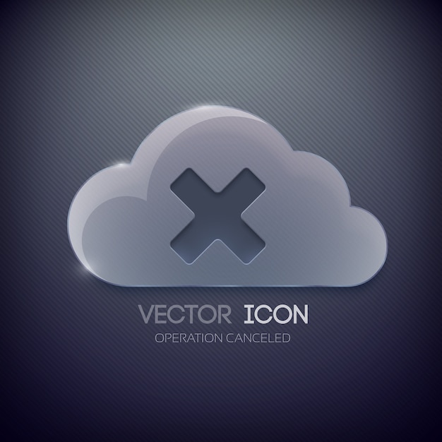 Free vector web button design template with glass cloud and x mark