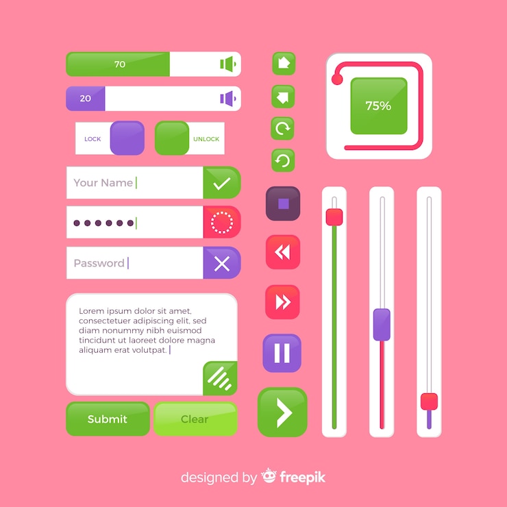 Free Vector web button set in flat design