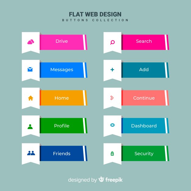 Web button set in flat style