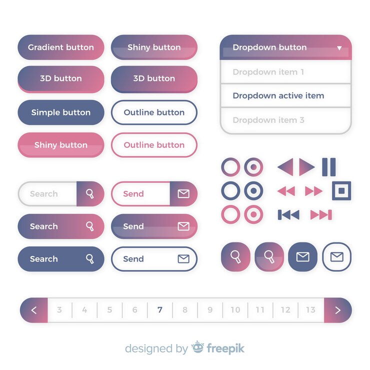 Free Vector web buttons in gradient style