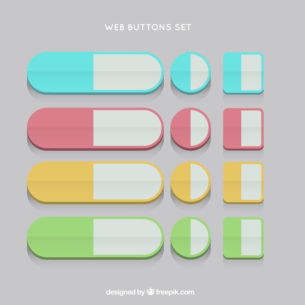 Web buttons set in a flat design