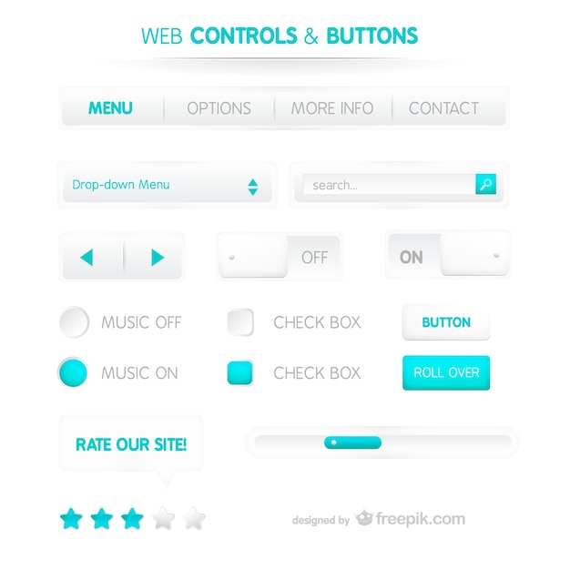 Free vector web control and buttons template