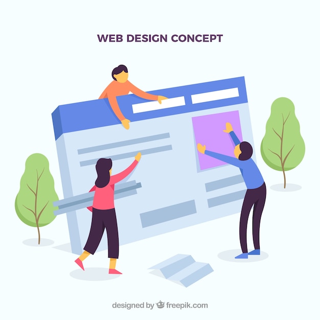 Концепция веб-дизайна с плоским дизайном