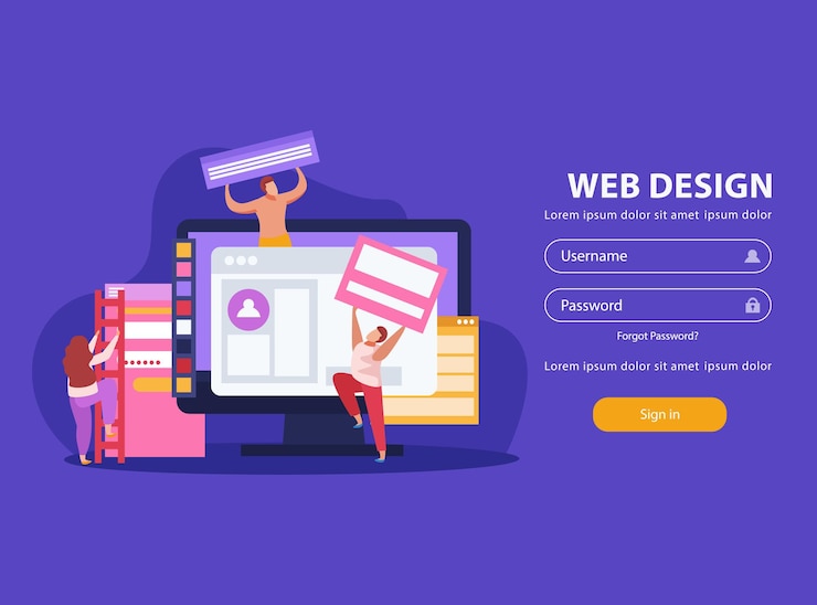 Free Vector web design headline and personal account interface