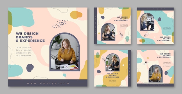 Free vector web design job instagram posts template