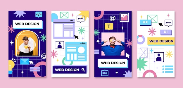 Modello di storie di instagram per lavori di web design