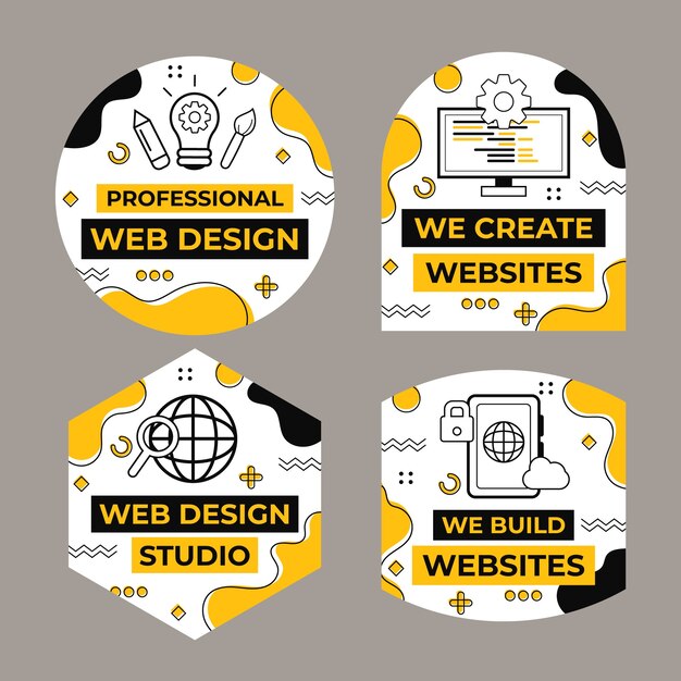 Free vector web design job labels  template