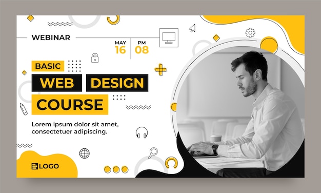 Vettore gratuito template di webinar per lavori di web design