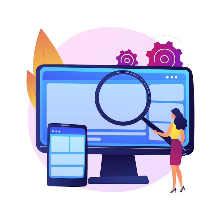 Free Vector web design. production and maintenance of websites. web graphic, interface design, responsive website. software engineering and development colorful icon.  