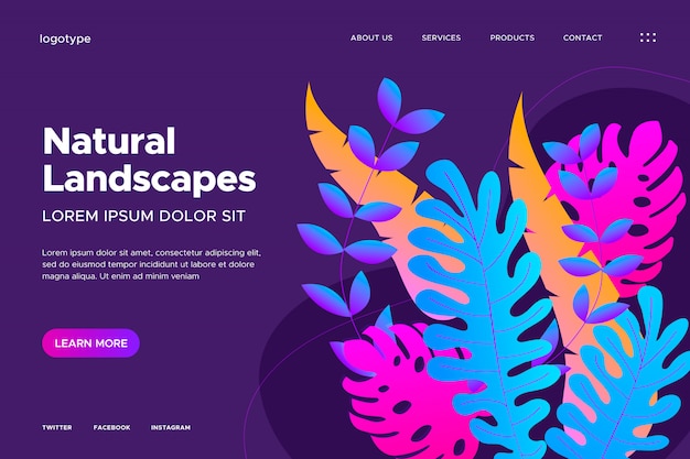 Web design with gradient leaves