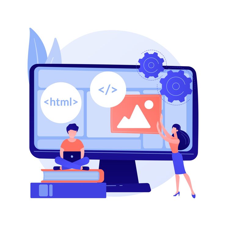 Free Vector web developers courses. computer programming, web design, script and coding study. computer science student learning interface structure components.