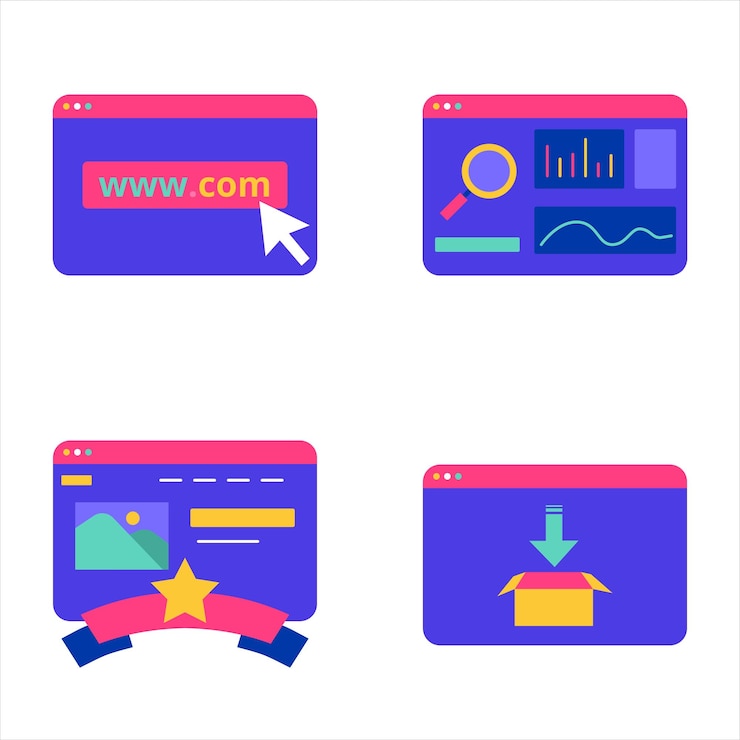 Free Vector web development sticker pack 2