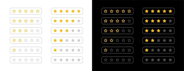 Бесплатное векторное изображение Пятизвездочный рейтинг в двух разных фонах