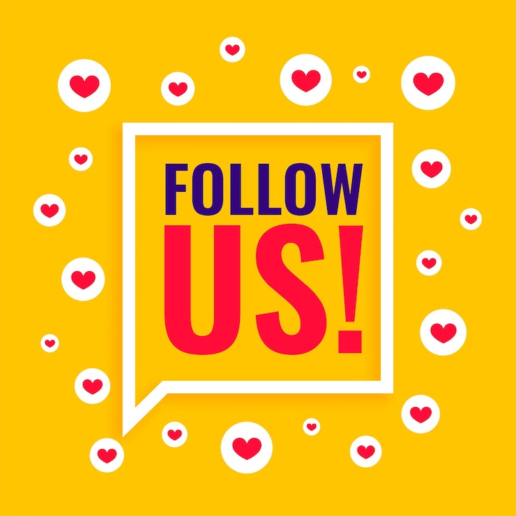 Free Vector web follow us template with love heart design